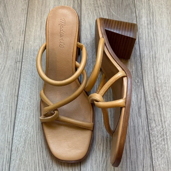 New Madewell Tayla Sandal block heel minimalist tan slides - Picture 2 of 7